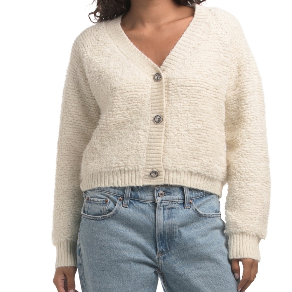 Lucky Brand Cream Button-Up Cardigan